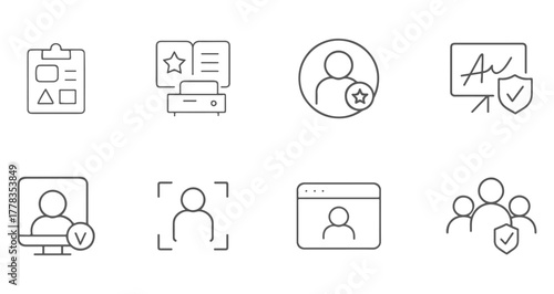 Identity Verification and Online Security Line Icons Set, Biometrics and User Profile