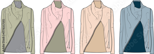 Set of Four Moccasin Shoes in Different Pastel Colors - Stylish Casual Footwear