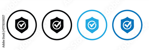 check mark icon or security shield protection icon with check mark symbol, vector illustration