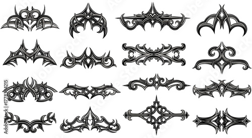Set of Gothic Ornamental Divider Designs, Graphic Text Dividers