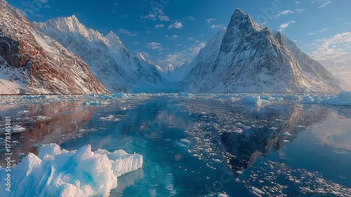 Majestic Icebergs in Serene Arctic Landscape