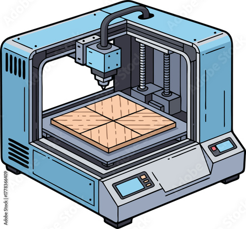 3D Printer with Wooden Baseplate.