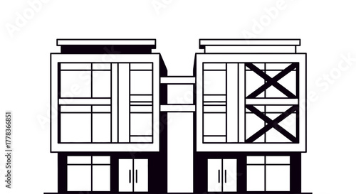 Colorful buildings architecture design modern building illustration editable