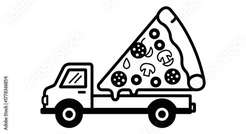 Pizza delivery truck fast food restaurant order online vector design editable