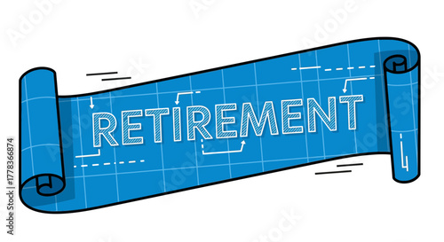 Retirement planning blueprint concept for financial future success editable