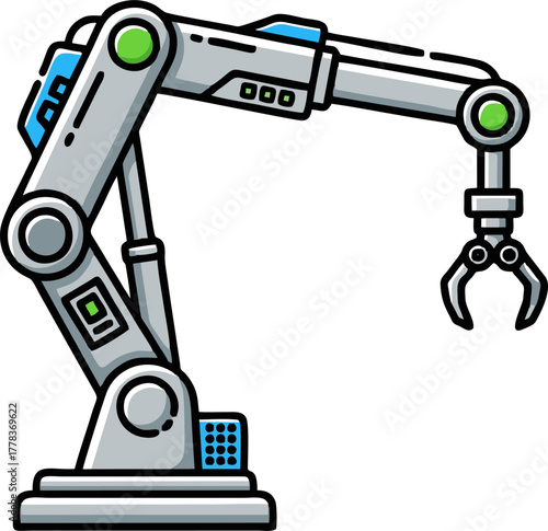 Industrial Robotic Arm with Gripper for Automation and Manufacturing.