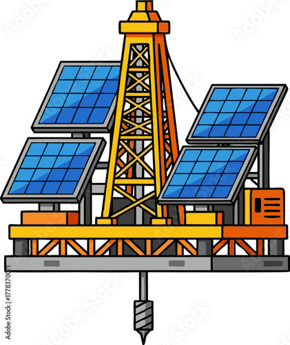 Oil Rig with Solar Panels - Sustainable Energy Exploration.