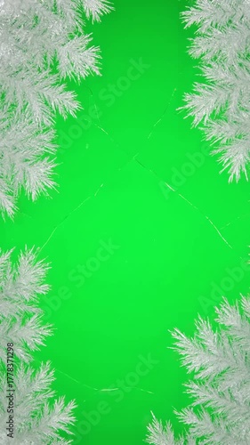 Cold Weather Transformative Effect with ice frozen animation on green screen or trasnparent background distortion, overlay, glitch, static noise, scan lines black background, 4k animated video loop