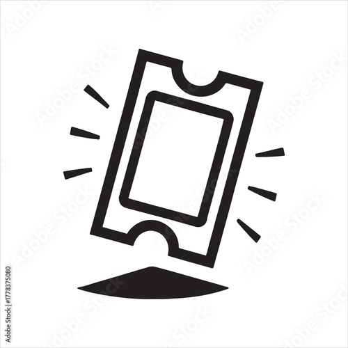 Minimalist vector icon of a ticket showcasing entertainment access and event participation with clean lines and a modern design ideal for promotional use