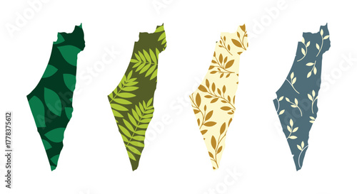 Palestine map art floral designs illustration nature concept