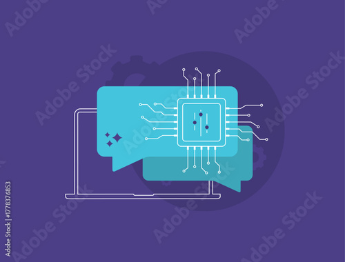 AI chatbot automation - customer support with neural network integration ai-agents. Real-time responses, analytics for enhanced engagement and conversion rates. Vector illustration