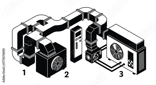 Hvac system diagram air conditioning ventilation isometric view