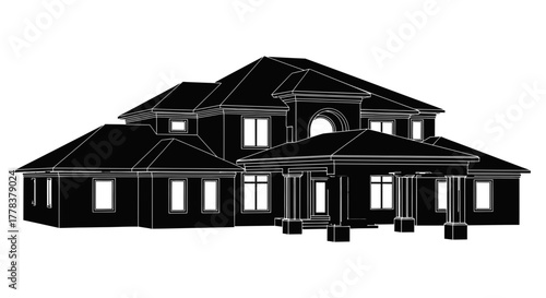 Architecture house design plans black and white home illustration