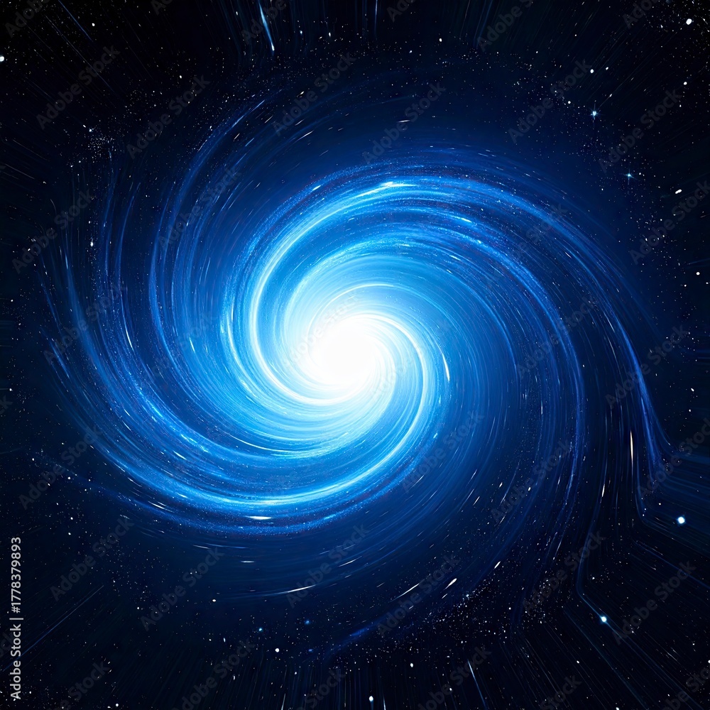 Fototapeta premium Swirling Blue Galaxy - A Cosmic Vortex of Light and Energy.