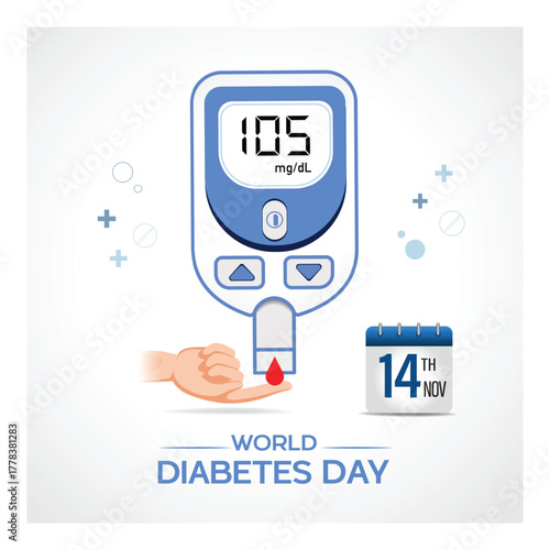 World Diabetes day, World Diabetes Day November 14th banner with diabetes icon illustration, Vector Illustration Banner poster and background