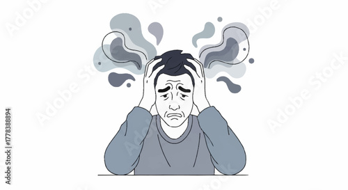 Illustration of a stressed man with steam coming out of his head, symbolizing mental pressure