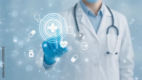 Medical healthcare technology with digital interface and stethoscope glove using machine learning improving doctor diagnostics and patient care