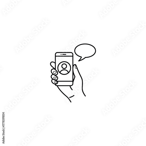 Concept of Modern Digital Communication and Messaging Person Using Social Media Platforms on Mobile Phone Receiving Notifications and Interacting with Network in the Contemporary World