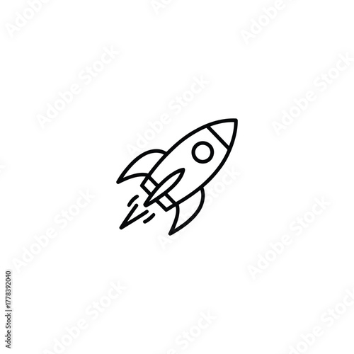 Sleek Rocket Ship Icon Symbolizing Innovation Future and Space Exploration, Representing Technological Advancement Ambition and the Pursuit of New Frontiers in Science with Space Travel Focus