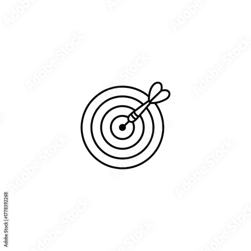 Minimalist Target Board Design Featuring an Arrow Centered on the Bullseye Emphasizing Precision and Achievement in a Sleek and Modern Artistic Representation for Goals and Success