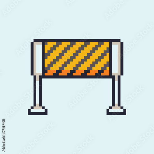 this is street barricade in pixel art with colorful color and white background ,this item good for presentations,stickers, icons, t shirt design,game asset,logo and your project.