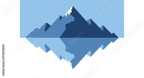 Minimalist Mountain Reflection Landscape Vector Illustration.