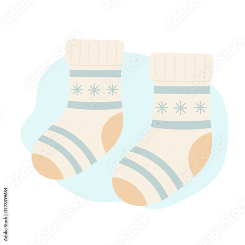 Cozy winter socks with soft snowflake pattern, socks radiating warmth and comfort, socks design symbolizing relaxation, hygge lifestyle, and seasonal coziness