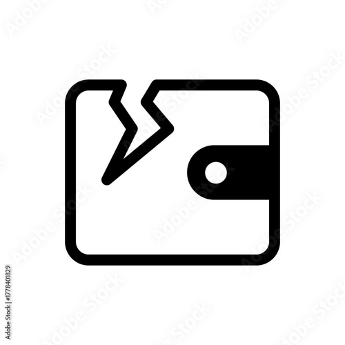 Broken Wallet Icon Representing Financial Crisis and Debt