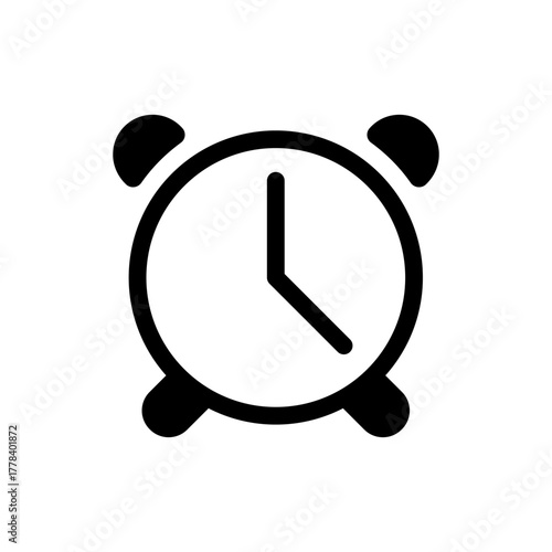 Simple Black Alarm Clock Time Reminder Icon