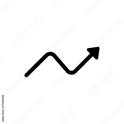 Wavy Upward Trend Arrow Indicating Growth