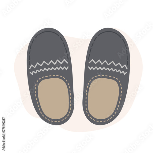 Dark gray men slippers with stitched details, men slippers blending simplicity and comfort, men slippers design symbolizing warmth, relaxation, and everyday coziness, perfect for winter home visuals.