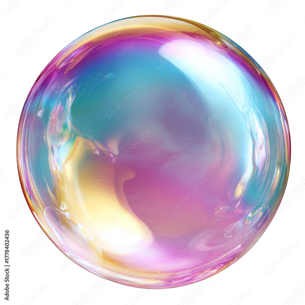 Fototapeta premium A vibrant, iridescent soap bubble reflecting a spectrum of colors.