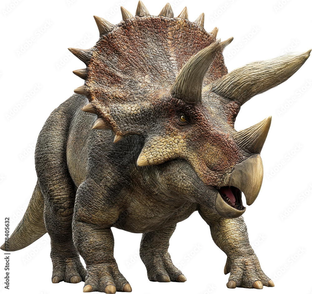 Fototapeta premium Styracosaurus prehistoric horned dinosaur isolated on white