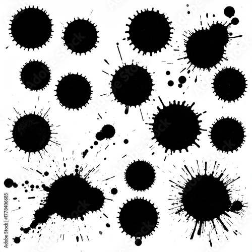 Black Ink Splatters - A Collection of Abstract Designs.