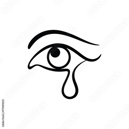 Minimalist line art of a crying eye