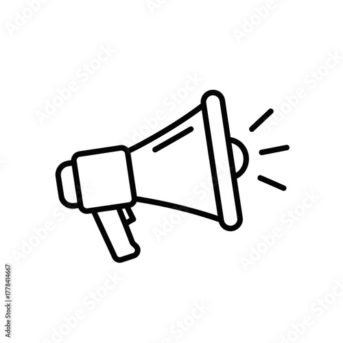Megaphone line icon vector. simple symbol for announcement, marketing, broadcast, advertising, communication, public relations, news, and vital messages.