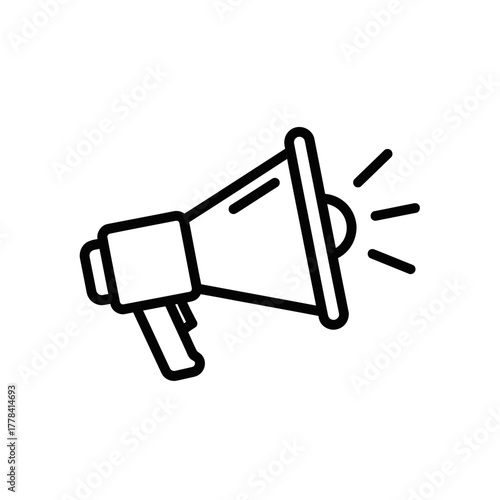Megaphone outline icon, a clear symbol for announcements, marketing, public speaking, and broadcasting important messages effectively. promote your ideas with clarity.