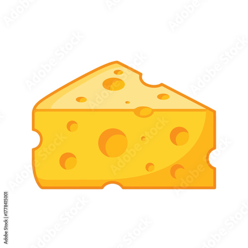 Wedge of yellow cheese with holes illustration, classic dairy product for culinary designs, perfect for menus, food blogs, recipes, and gourmet themes. fresh, appetizing, delicious snack.