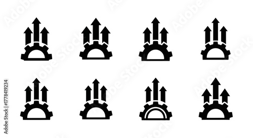 Black and white illustration displaying a repeating pattern of stylized castles