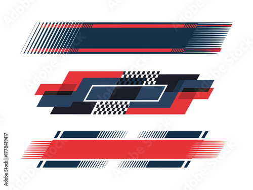 Set of Simple Car Stripes Vector Design Featuring Racing Line Stickers, Car Race Stripes, Sport Decal Vinyl Elements, and Automotive Decoration Perfect for Motorsports and Vehicle Customization