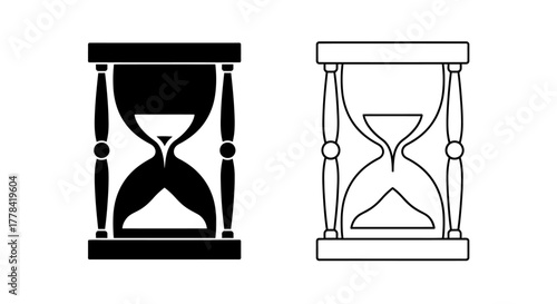 Two hourglasses one black and one white side by side display