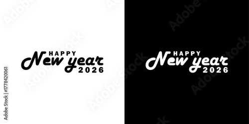 Happy New Year 2026 hand lettering vector design concept