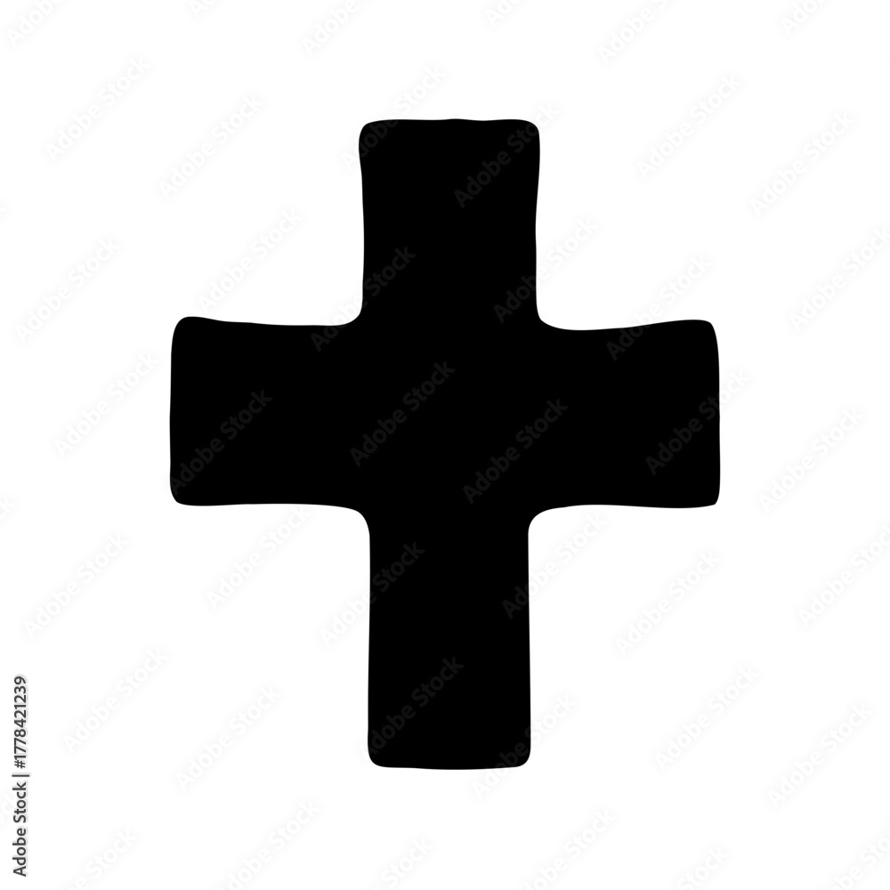 Obraz premium A simple black cross, an icon representing addition and combination illustration
