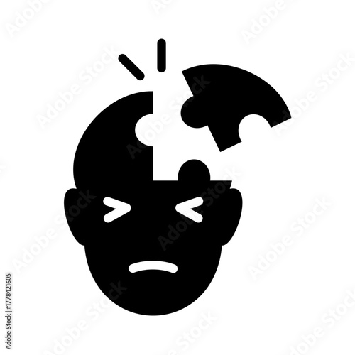 Mental health solid icon. Depression illustration.