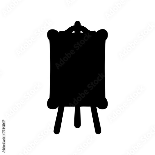 Black silhouette of ornate vintage chalkboard or announcement board display easel