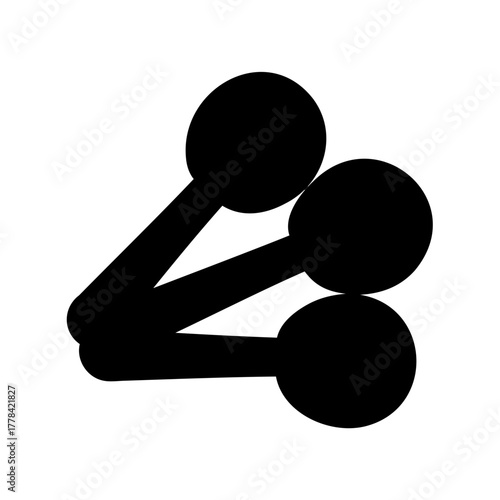 Abstract representation of a share icon with connected circles in black and white