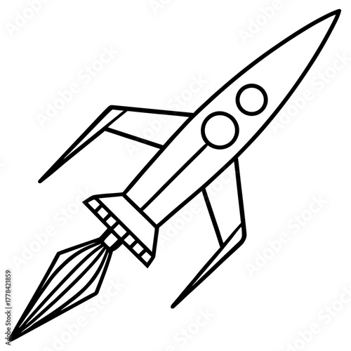 Illustration of a rocket ship launching into space