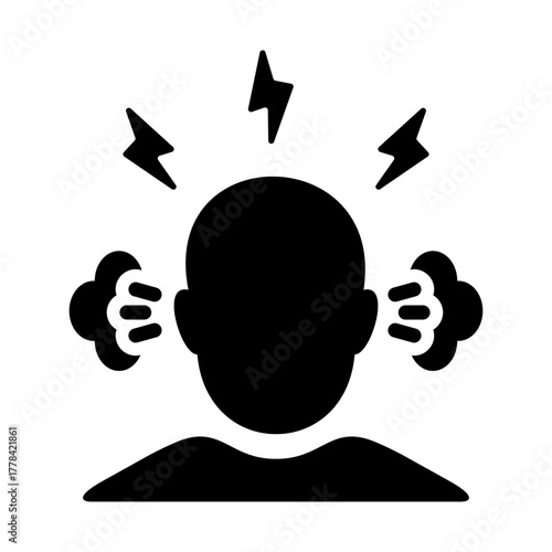 Mental health solid icon. Anxiety illustration.