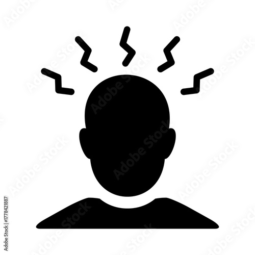 Mental health solid icon. Stress illustration.