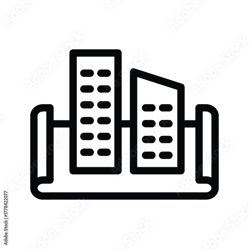 Blueprint building plan outline icon vector design good for web or mobile app